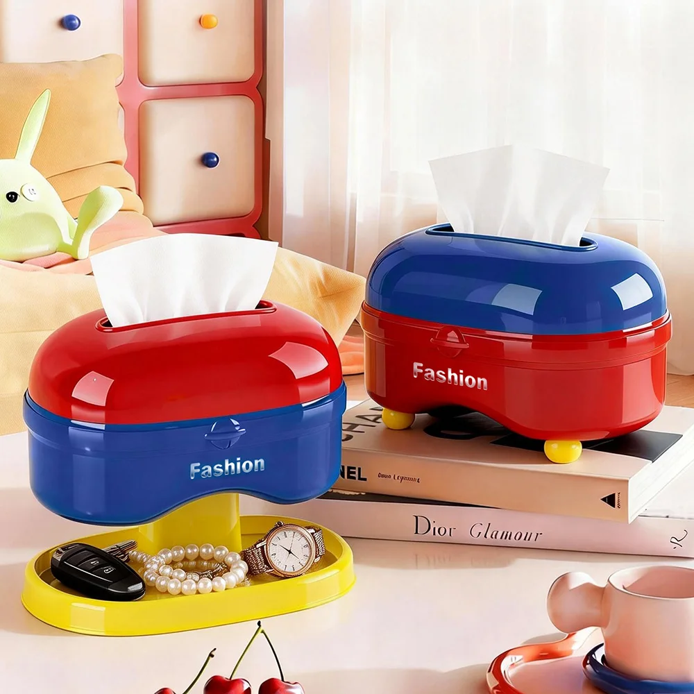 Creative Desktop Tissue Box With Spring Lid Paper Towel Storage Container Living Room Bedroom Tissue Storage Box Home Decoration