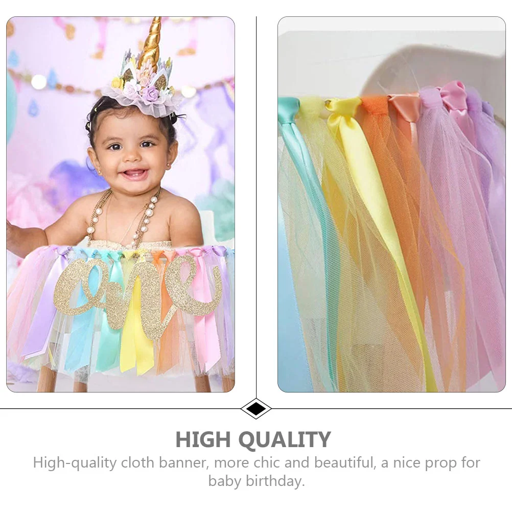 Baby Birthday Pull Flag Party Supply Banner Hanging Adornment Highchair Tutu Skirt One Piece Scene Layout