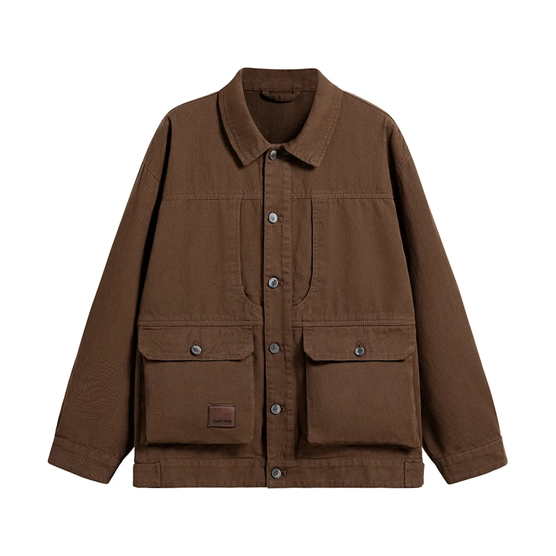Brand Quality American Retro Lapel Multi-bag Workwear Jacket Spring Autumn Design Casual Joker Cotton Washed Youth Man Jackets