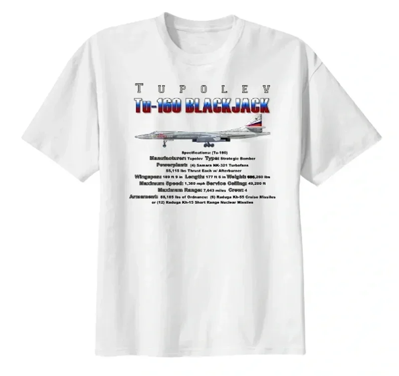Soviet Russia Tupolev Tu-160 Blackjack Heavy Strategic Bomber T-Shirt 100% Cotton O-Neck Short Sleeve Casual Mens T-shirt
