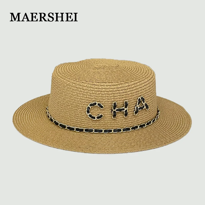 Hat For Women Panama Hat Summer Beach Hat Female Casual Lady Girls Flat Brim Straw Cap Girls Sun Hat Chapeu Feminino  Straw Hat