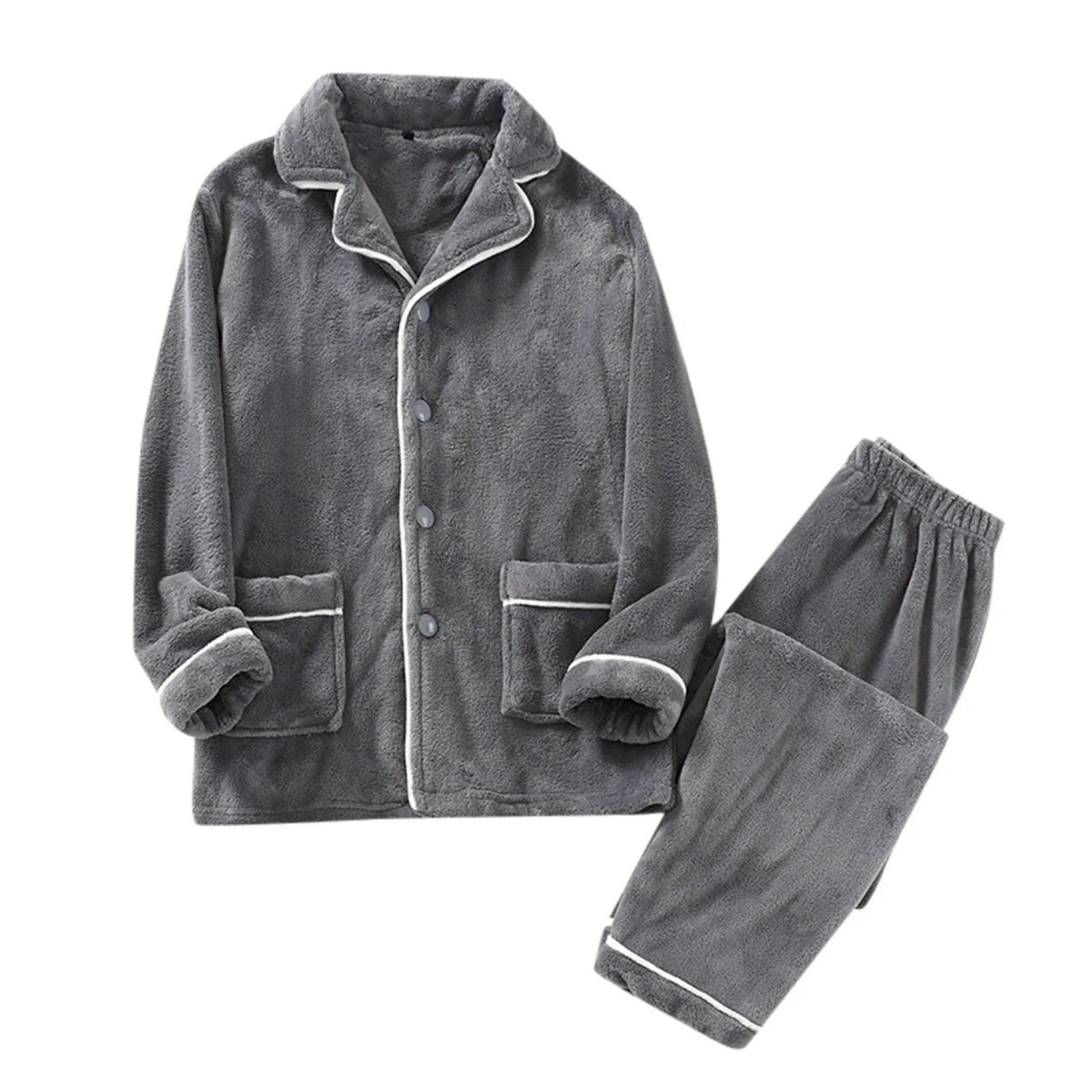 2 قطعة/المجموعة الرجال منامة ملابس نوم الرجال الشتاء سميكة ومزخرفة عارضة الفانيلا منامة مجموعة المنزل ملابس خاصة Ropa De Hombre #4