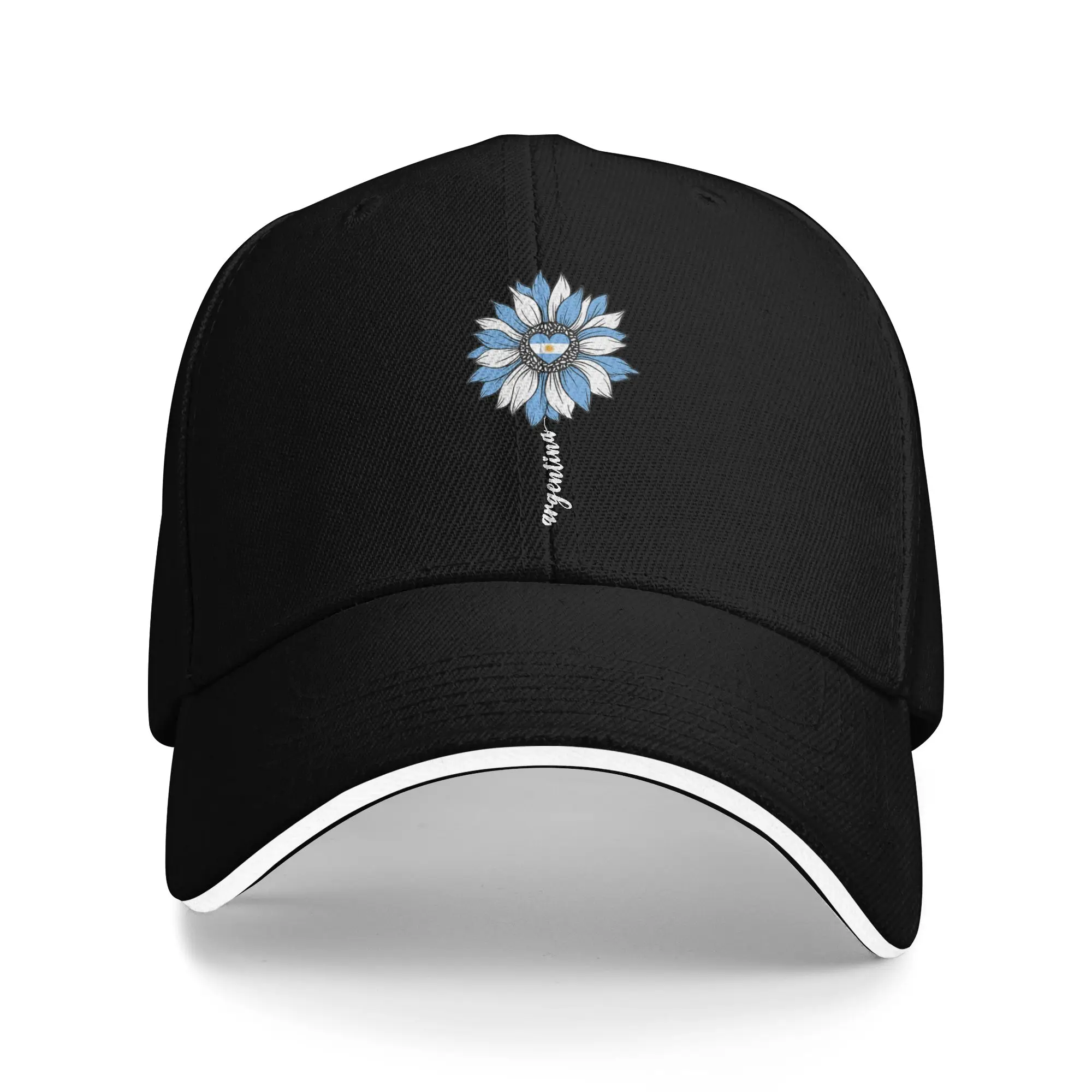 Gorra de béisbol casual con diseño de girasol argentino y corazón argentino, gorra trucker deportiva para exteriores, gorra snapback unisex a prueba de sol para verano