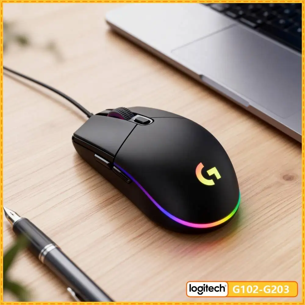 Logitech G203 Gaming Mouse 8000 DPI RGB Lighting Sync 6 Keys 85g Lightweight 2-Year Warranty Windows Mac Quick