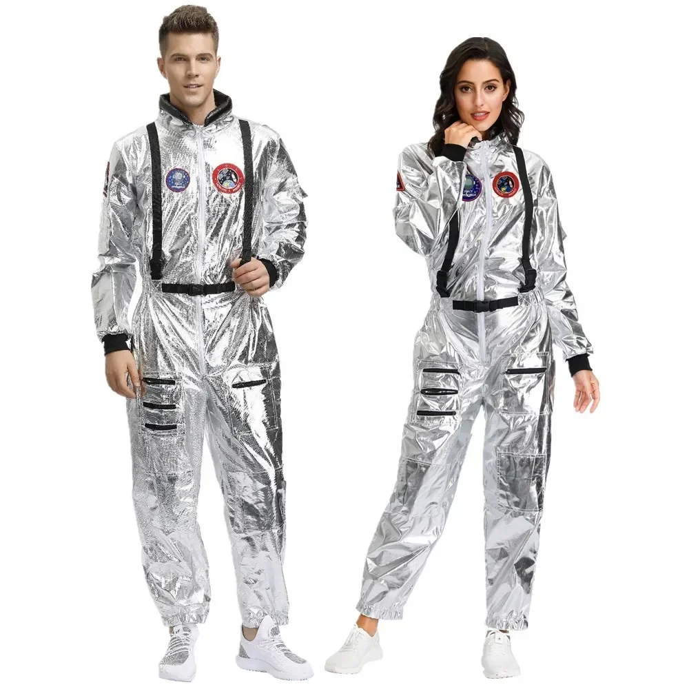 

Carnival Spaceman Halloween Costume For Women Astronaut Anime Cosplay Costume Adult Stage Fancy Clothes Pilot Jumpsuit Couple XL