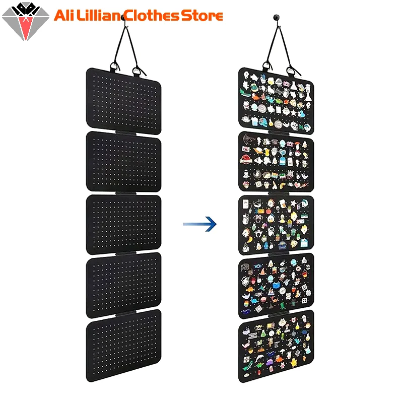 1 قطعة منظم مجوهرات ورأى قابل للطي ، عرض قلادة القرط 5 طبقات معلقة على الحائط ، حقيبة تخزين للقلائد والأساور #5