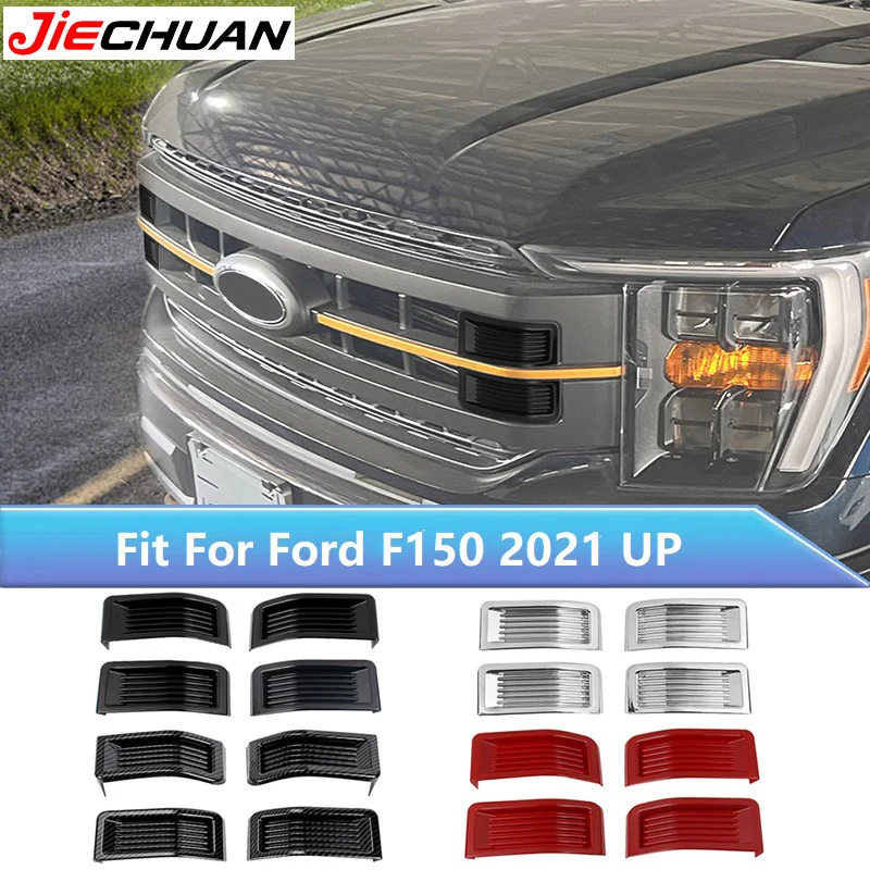 

JIECHUAN ABS Car Front Grilles Grill Insert Decoration Trim Cover for Ford F150 2021 2022 2023 2024 2025 Up Exterior Accessories