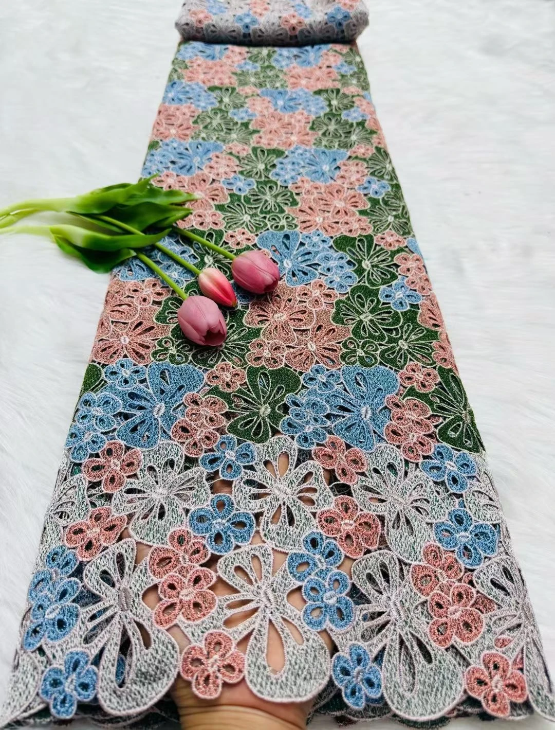 

Water Soluble Lace African High-Quality Guipure Lace Fabric 5 Yard 2026 Multicolor Luxury Embroidered Cord Lace For Party Dress