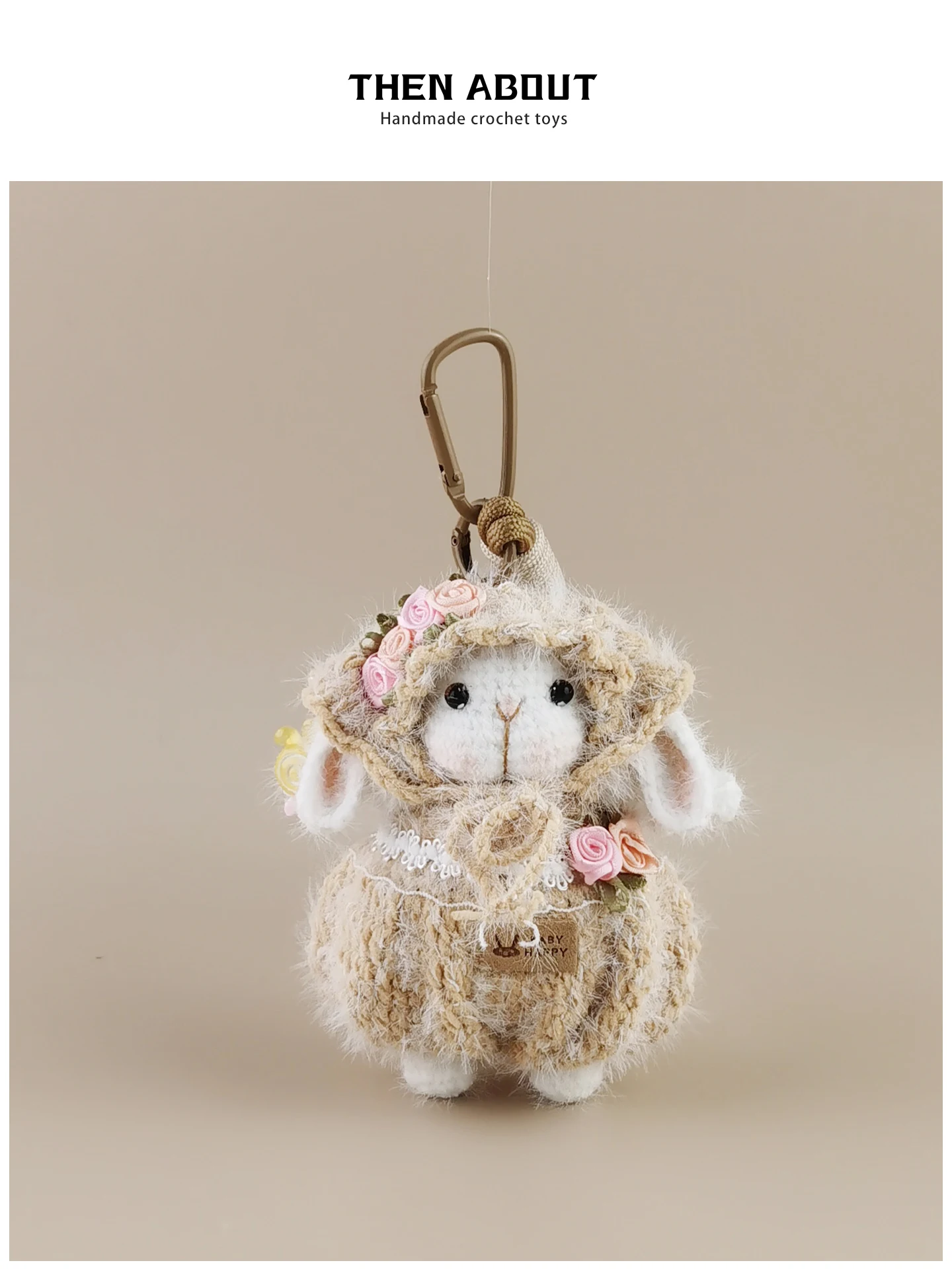 Cute Sugar Rabbit Doll Bag Charm Keychain Village Flower Pendant Unique Gift Fashionable Accessory for Handbags And Keys