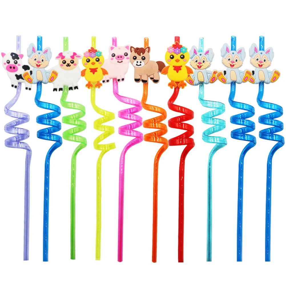 

20Pcs Animal Straws Cartoon Funny Drinking Straws for Kids Party Birthday Supplies Favors Party Decorations