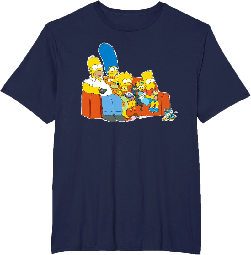 Verão os simpsons homer grande maggie bart lisa simpson sofá camiseta retro respirável casual manga curta