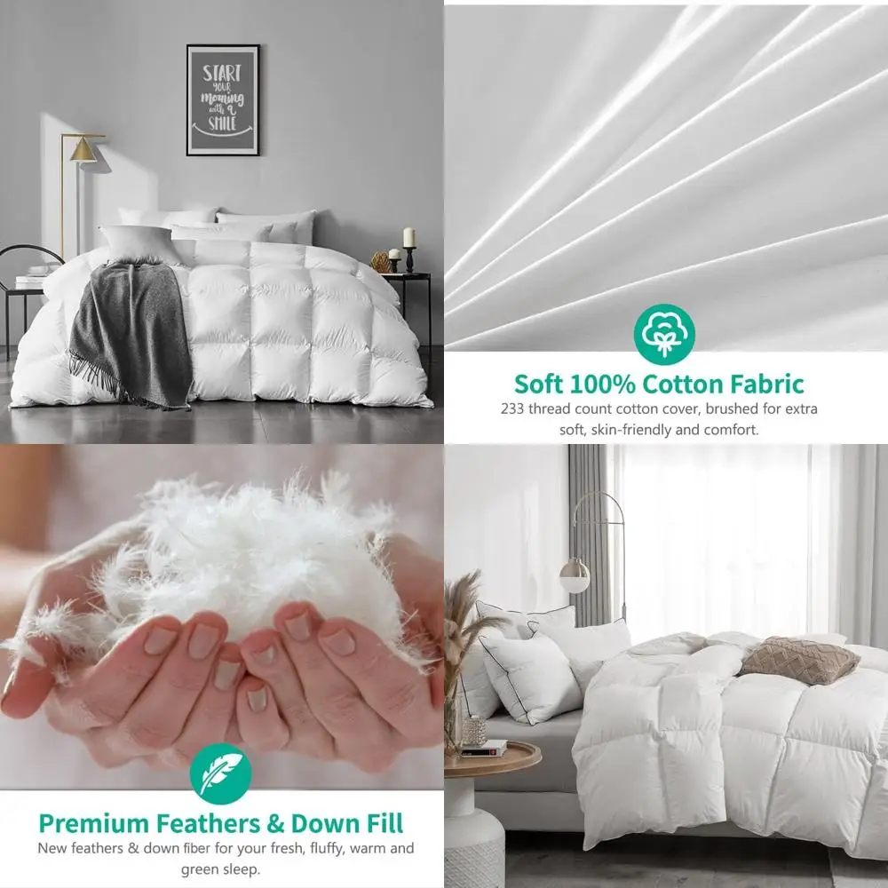 

Пуховое одеяло королевского размера из органического хлопка — мягкость всех сезонов, со средней теплой пододеяльницей