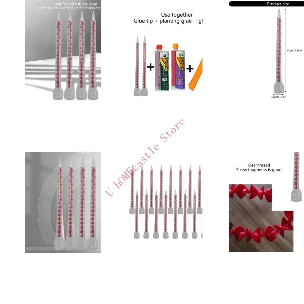 63HF 20Pcs Professional Static Mixing Nozzle Static Mixing Tube Adhesives Mixer Mixing Nozzles for Injections Cartridges