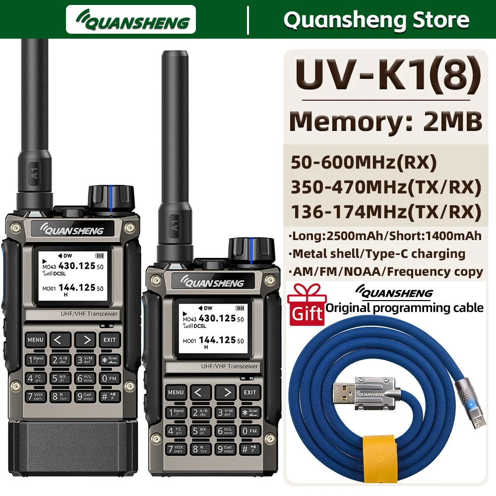 Quansheng UV K1 8 Mini Kong Walkie Talkie Wireless Set Hunting Camping Long Range Ham Communication Radio K5 K6 Walkier Talkie