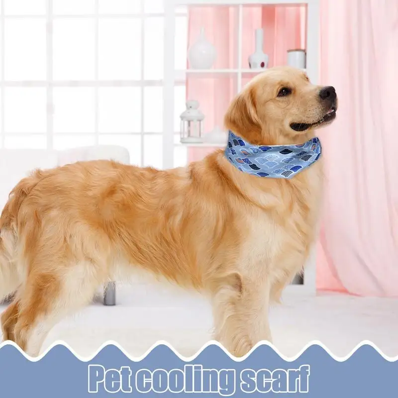 Dog Cooling Collar Cute Pattern Chill Out Cooling Dog Bandanas Pet Cooling Collars For Small Dogs Cats Heat Dissipation Scarfs