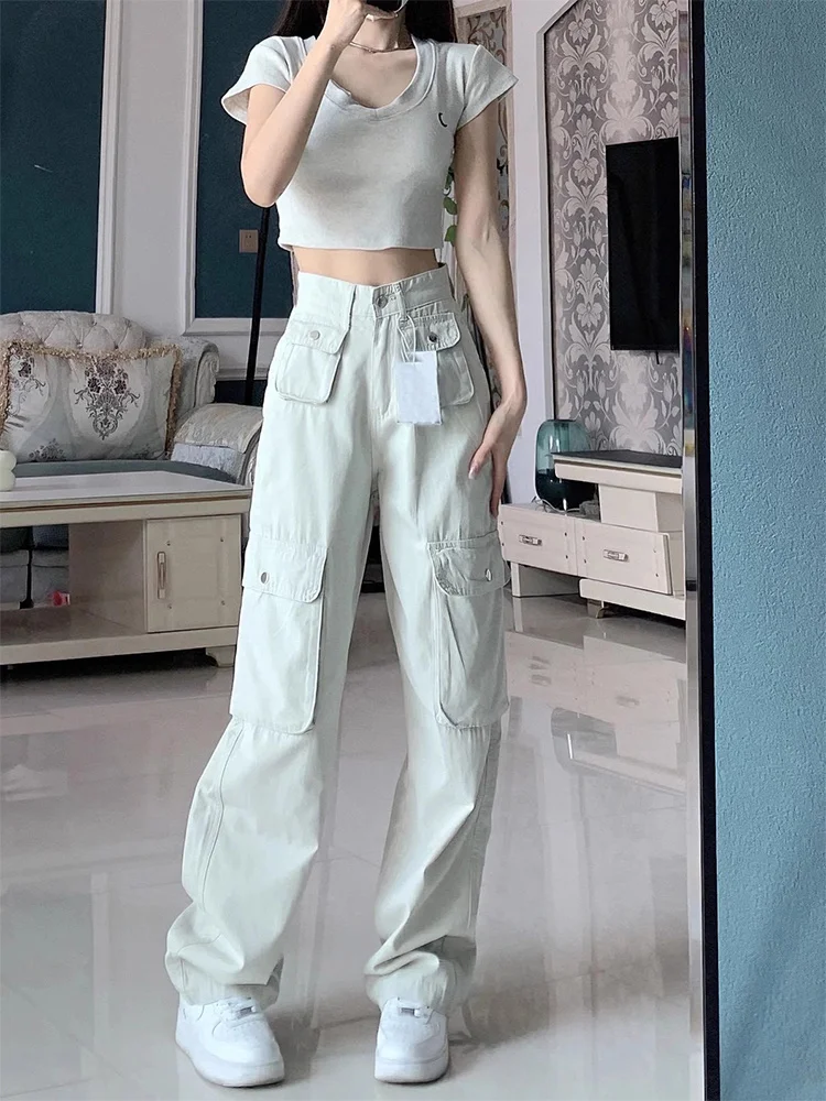 

Fashion Nine-point Suit Pants Women 2024 Spring and Autumn Straight Tube Slim High Waist Office Lady Solid Denim Trousers W216