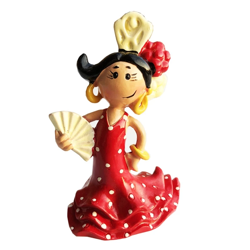 Handmade Painted Spanish Flamenco Dancer Statue Creative Resin Crafts Tourism Souvenir Gifts Collection Home Decortion