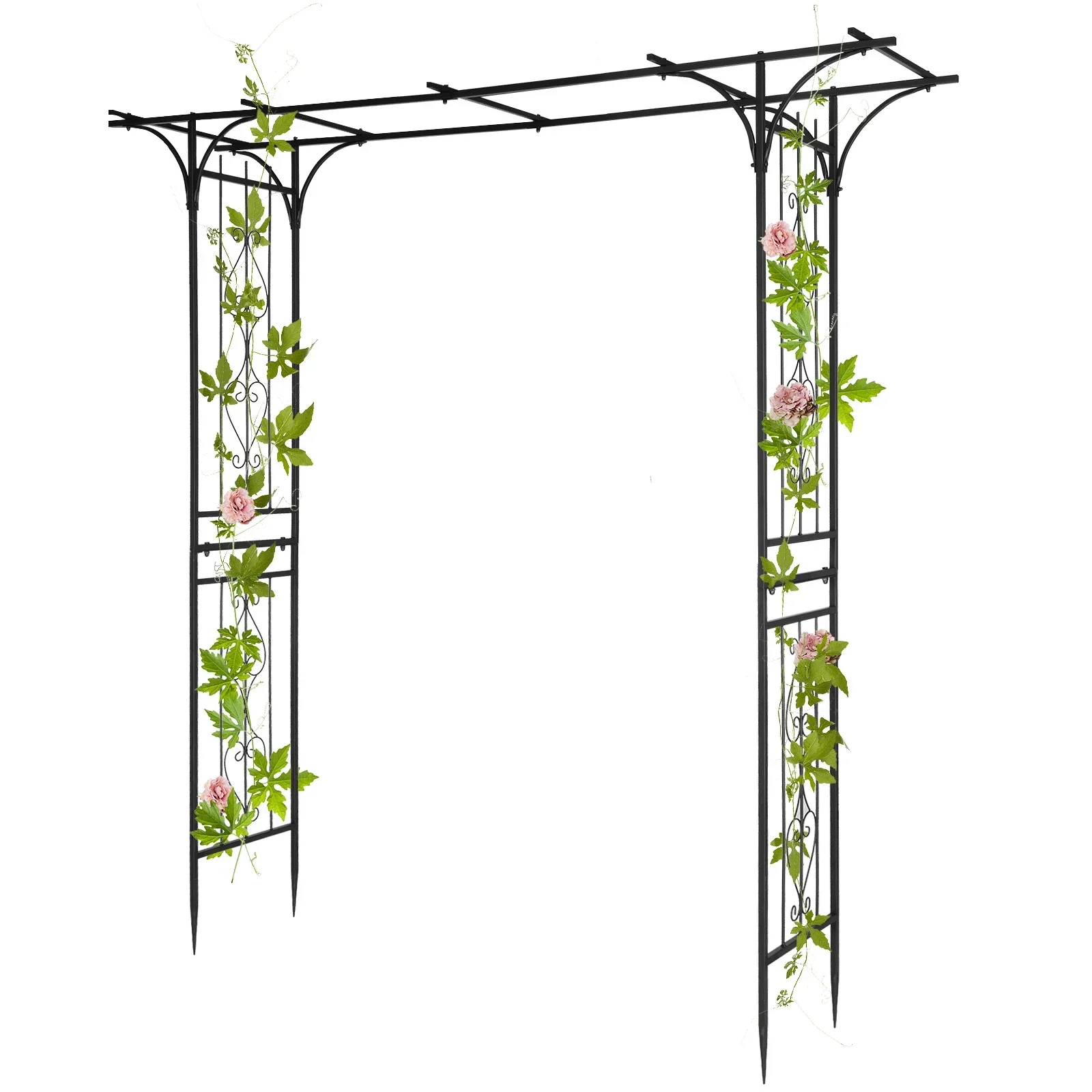 206*41*216cm hierro 16mm tubo plano patio arco de hierro pérgola negra Ogrodowa casa Modular Gazebo prefabricado