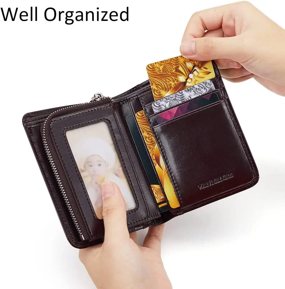 VANNANBA Genuine Leather Wallets for Men with Zipper Coin Pouch,RFID Blocking Bifold Front Poacket Multi Card Holder Wallet