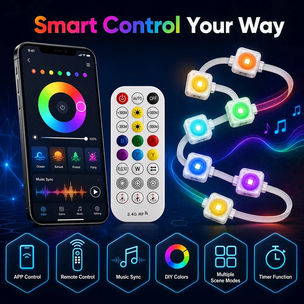 SIHAO Rainbow RGBIC Smart Permanent Outdoor Light String 90m 180LED IP67 Waterproof Christmas Light Support App Remote Control