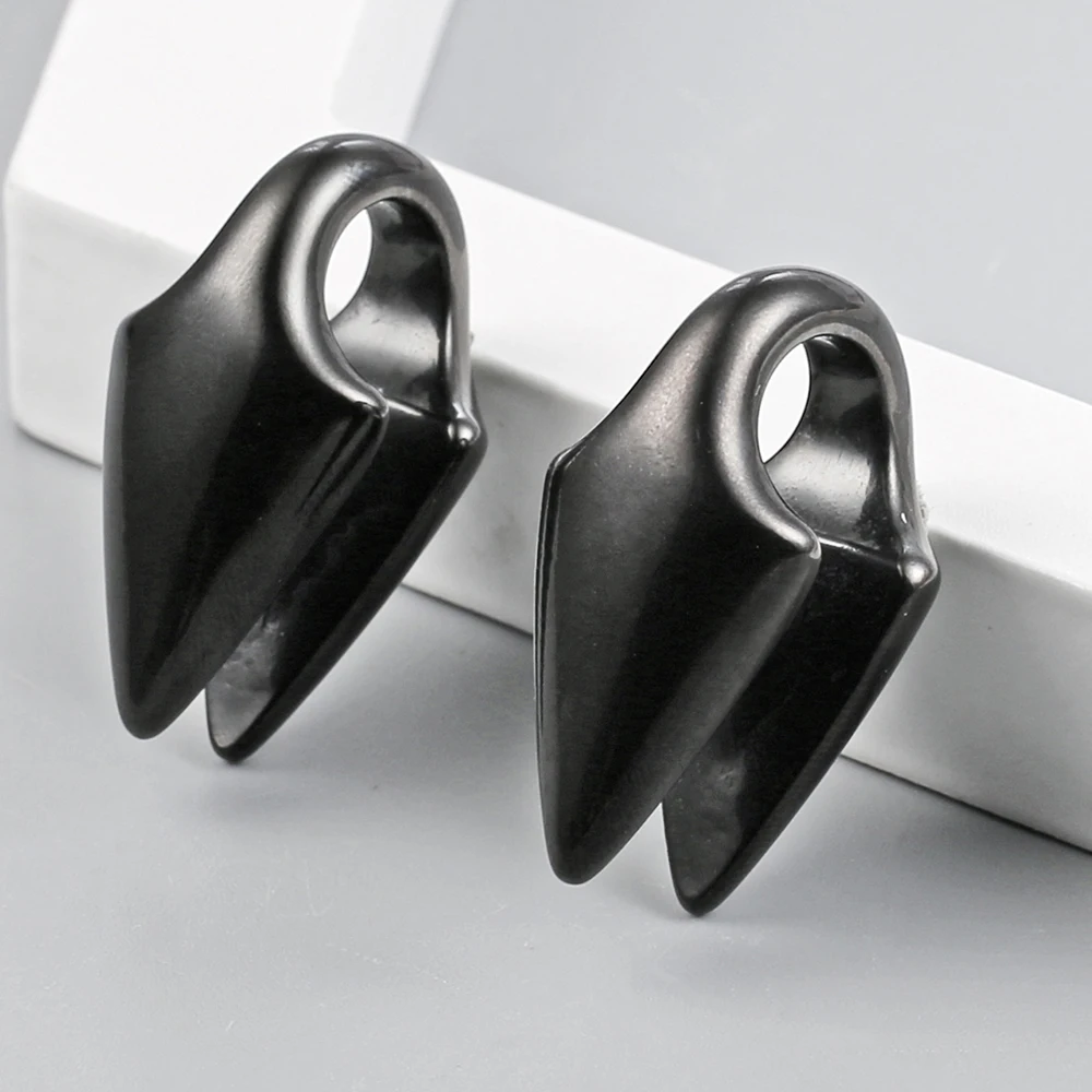 Twolobes 2PCS Sharp Cone Ear Hangers Weights 316 Stainless Steel Piercing Body Jewelry Gauges Plugs Stretcher Lobe Punk Hip-Pop