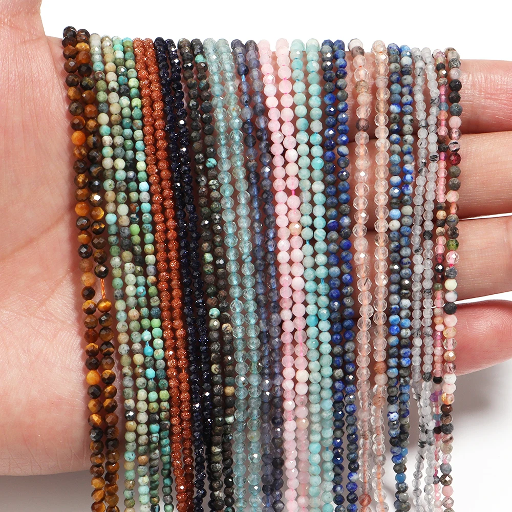 2mm Naturstein Facettierte Perlen Achate Amazonit Türkis Rondelle Lose Perlen Für Schmuck Machen DIY Armbänder Zubehör