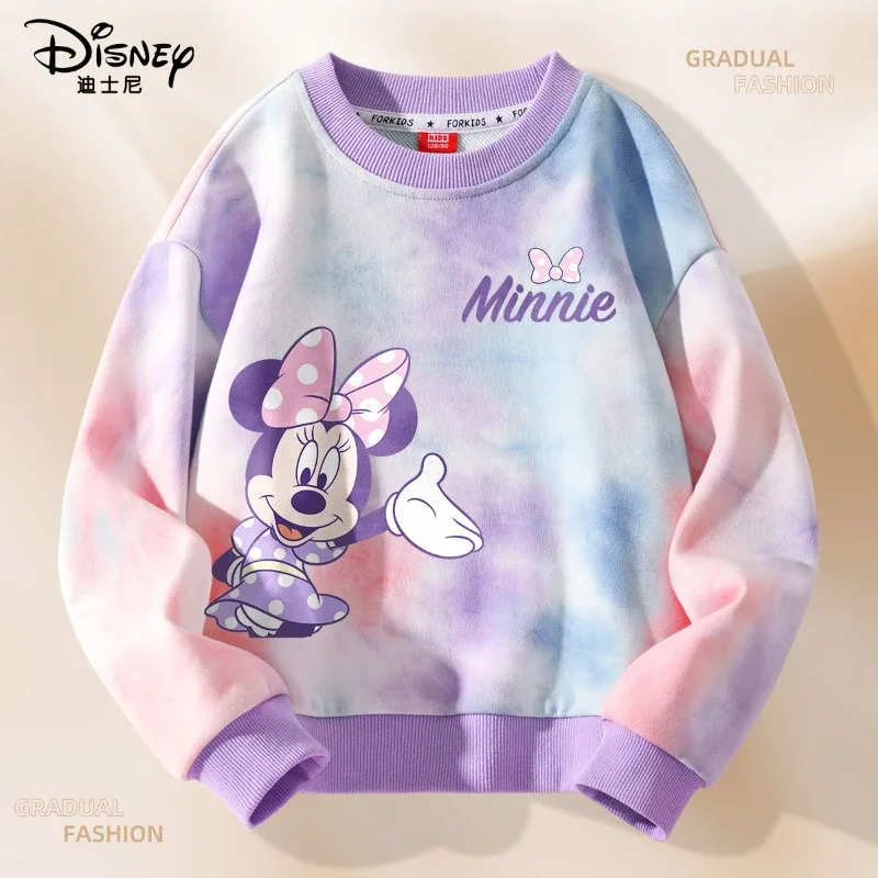 Disney Mickey and Minnie Cartoon Print Girls Sweatshirt Spring and Autumn Fashion Top Pullover Bottoming Shirt Girls Clothes