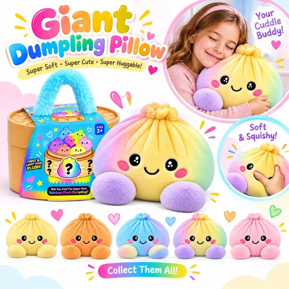 New Soft Plush Stuffed Dumpling Squishies Stress Relief Fidget Giant Dumpling Pillow Steamer Box Plush Dumpling Kids Gift