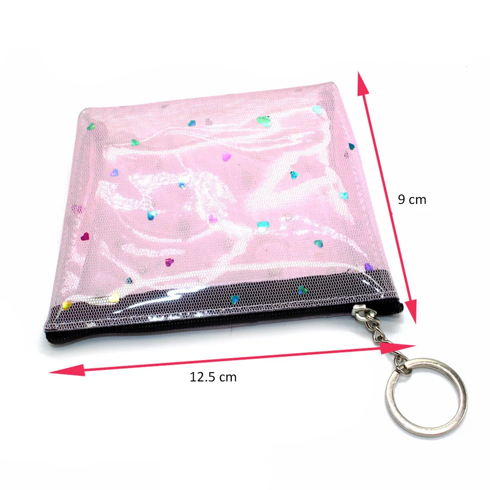 محفظة Love محفظة صغيرة شفافة من مادة PVC للنساء والفتيات بسحاب للإغلاق حقيبة نقود محمولة لإيصالات المفاتيح #2