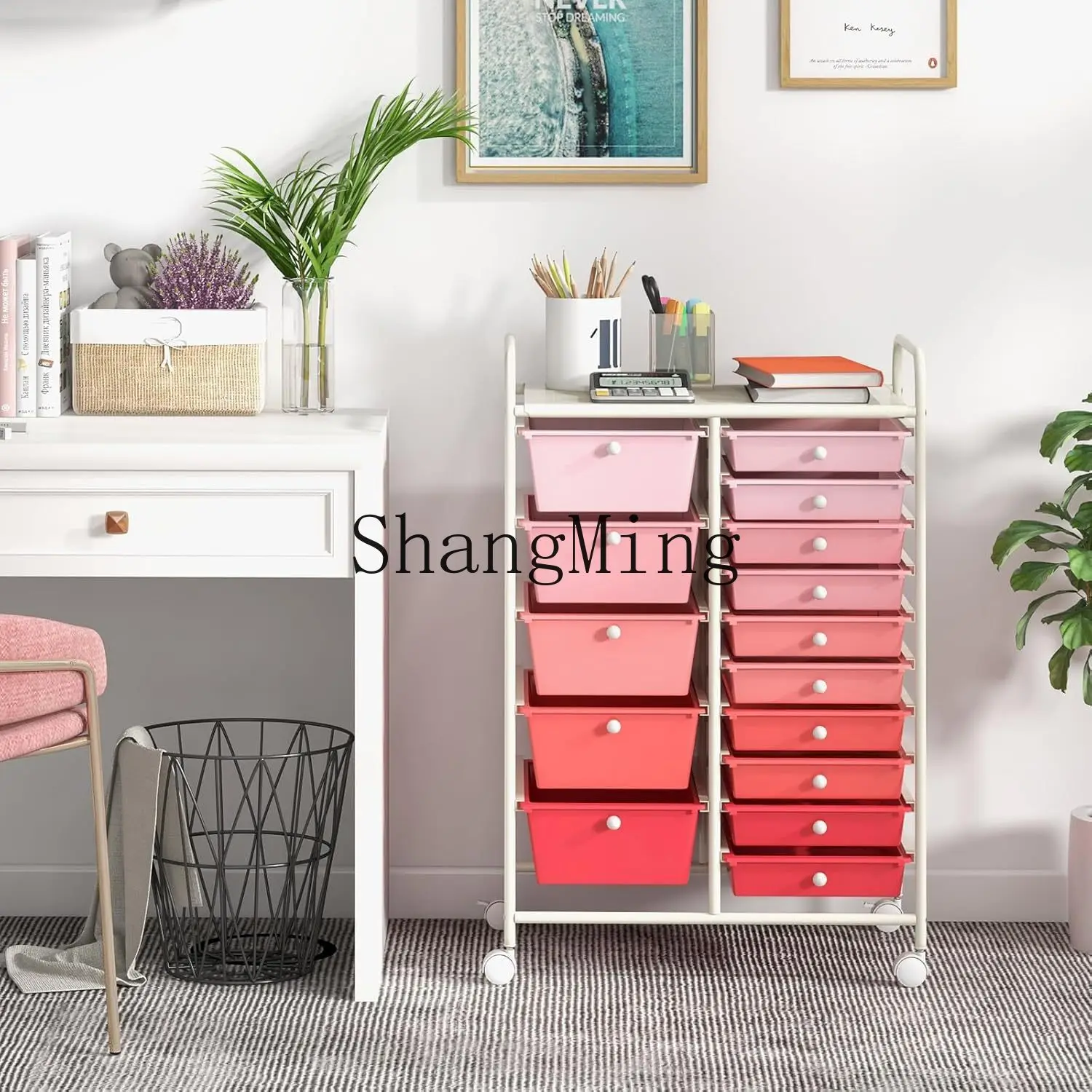 

CL cart rack multi-functional plastic removable tea cabinet living room storage drawer storage rack