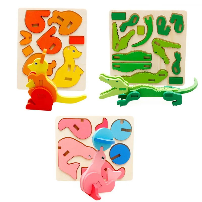 Early childhood education educational toys 3D animal three-dimensional turtle puzzle building blocks children DIY handmade toys