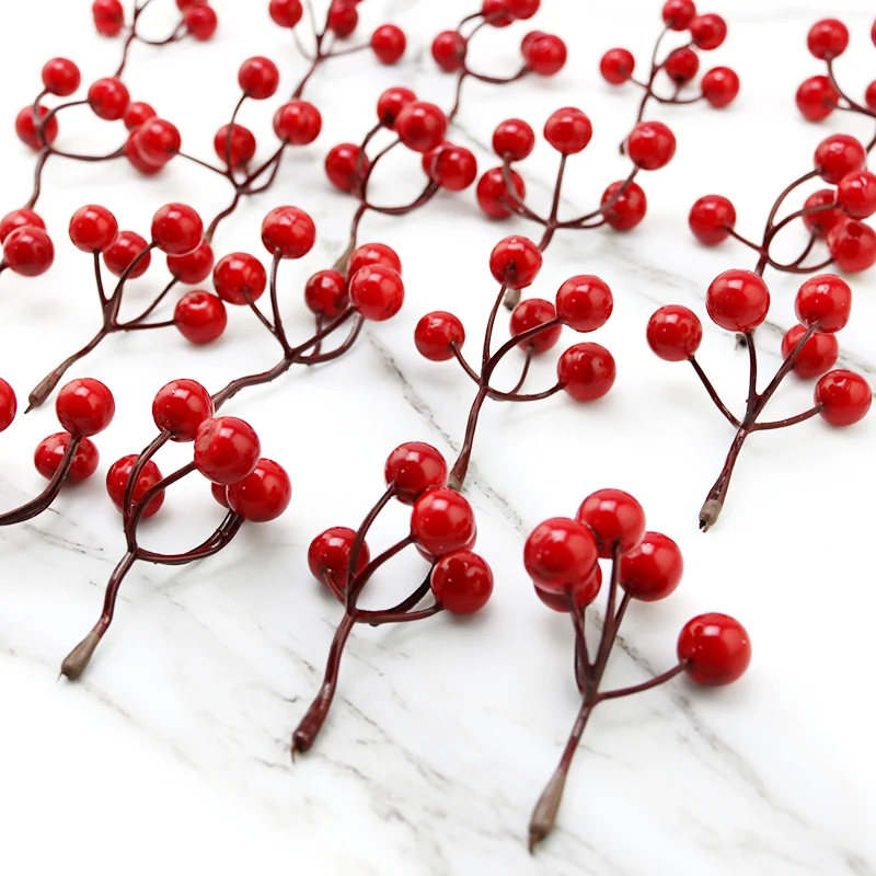 (20 peças/pacote) tamanho 75mm red berry bunch faux fruit forma cereja caixa de casamento artesanal diy decorativo grinalda de natal