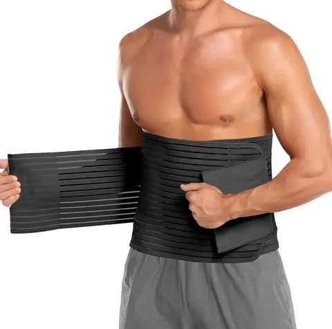 Abdominal Binder for Men & Women – Post Surgery Belly Band Adjustable Compression Wrap Belly Binder Abdomen Hernia Support Belt