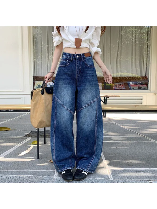 

High Waist Wide Leg Distressed Denim Jeans Women's Autumn 2026 New plus Size Slimming American Knife Pants