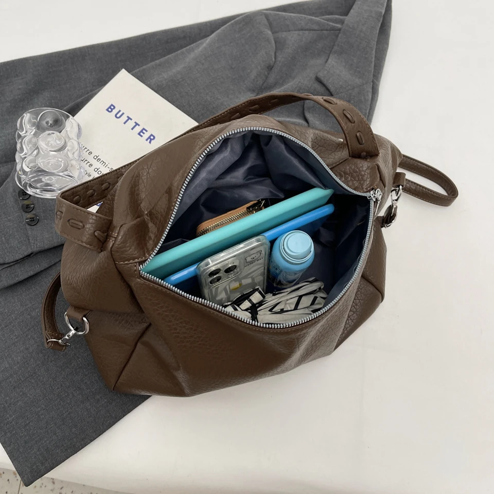 Big Soft Leather Bag Female New Tide Korean Version Of Everything Simple Large Capacity Tote Single Shoulder Handbag