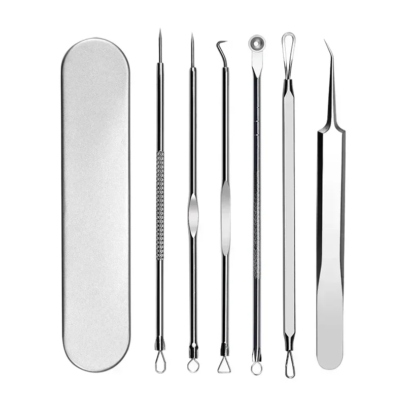 11PCS Acne Mee-eter Verwijderen Naalden Kit Mobiele Puistjes Mee-eter Clip Pincet Comedo Smet Extractor Gezicht Huid Schoonheid Gift