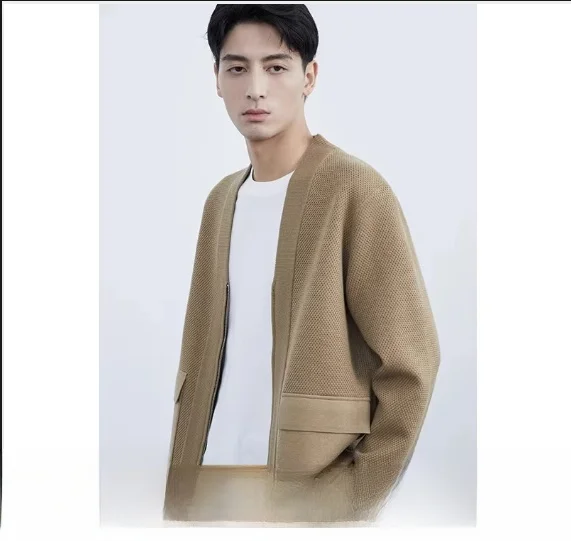 

Waable Men's Knitted Cardigan Jaet Casual Commute Spring Autumn High Match All-Match Cotton V-Ne Zipper Faion Urban S...