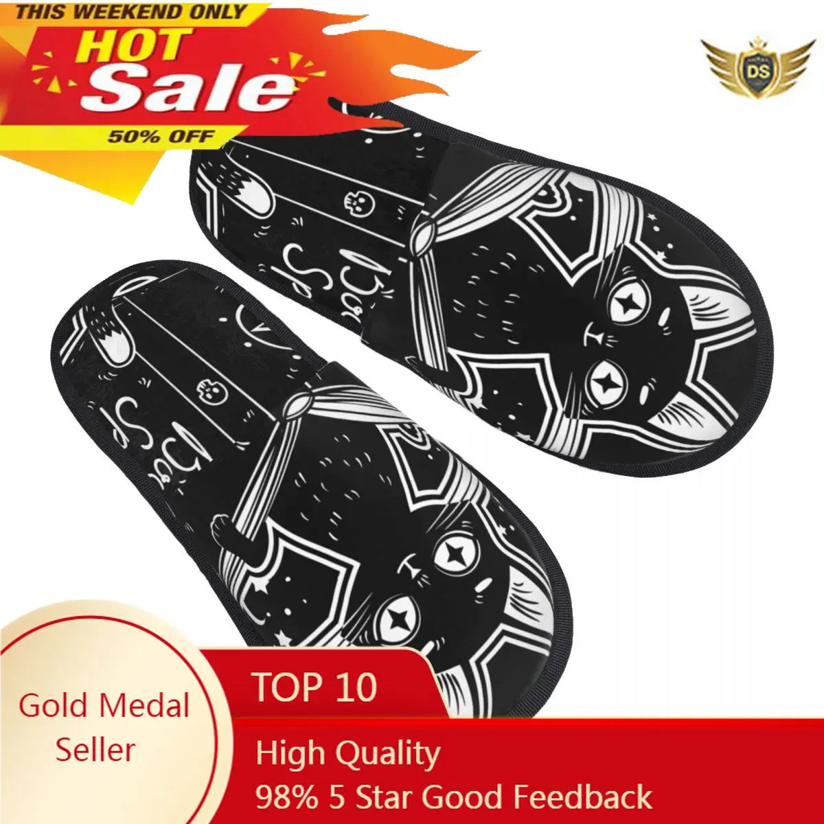 

Winter Women Men Non-Slip Flat Slippers Black Witch's Cat Reading The Book Of Dark Magic Indoor Fur Soft Warm Shoes