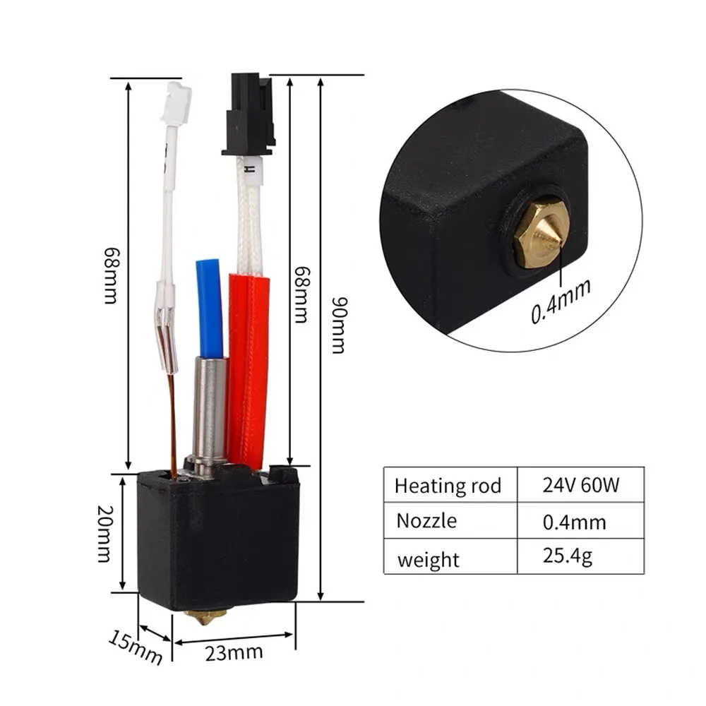 Kobra2 print head nozzle brass 0.4mm nozzle 3D printer extrusion nozzle accessories DIY