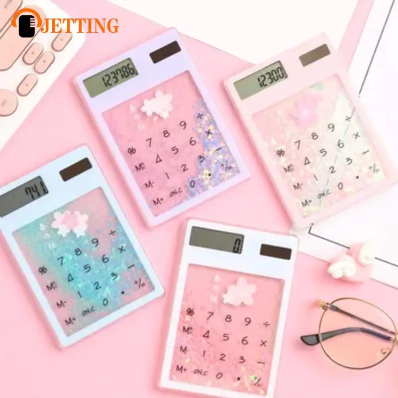 Creative Quicksand Cute Calculator Transparent Calculator Solar Energy Calculator Student Portable Touch Mini Solar Calculator