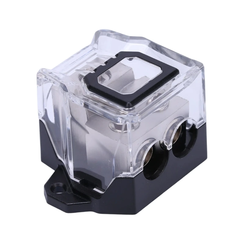 Vehicle Ground Splitter Block for Amplifier Wiring with Metal Housing Clear Protective Cover and Screw Clamp Terminals