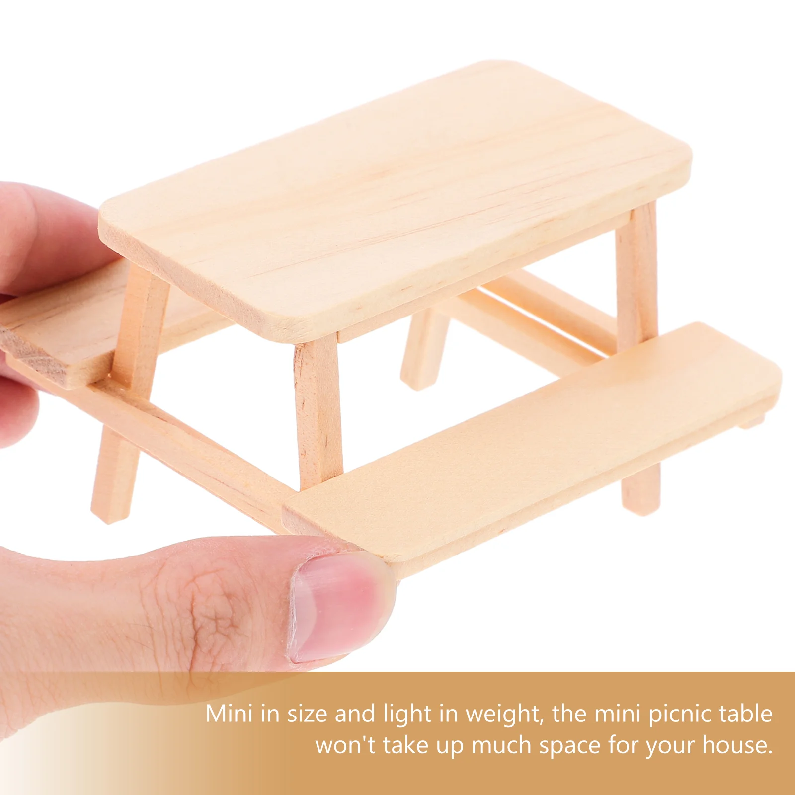 Stuk Tafel Mini Meubilair Miniatuur Picknick Foto Prop Model Hout Buiten