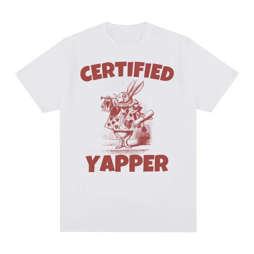 Certified Yapper Funny Gift Meme T Shirts Men Women's Vintage Cartoon Graphic T Shirt Oversized Cotton Short Sleeve T-shirt Tops