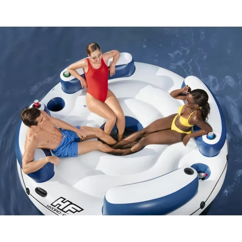 Inflatable air Round Bed Boat Resting Float Bed for Pool Home 4 -5 Person Water Park  Game Rest Load-bearing 360kg
