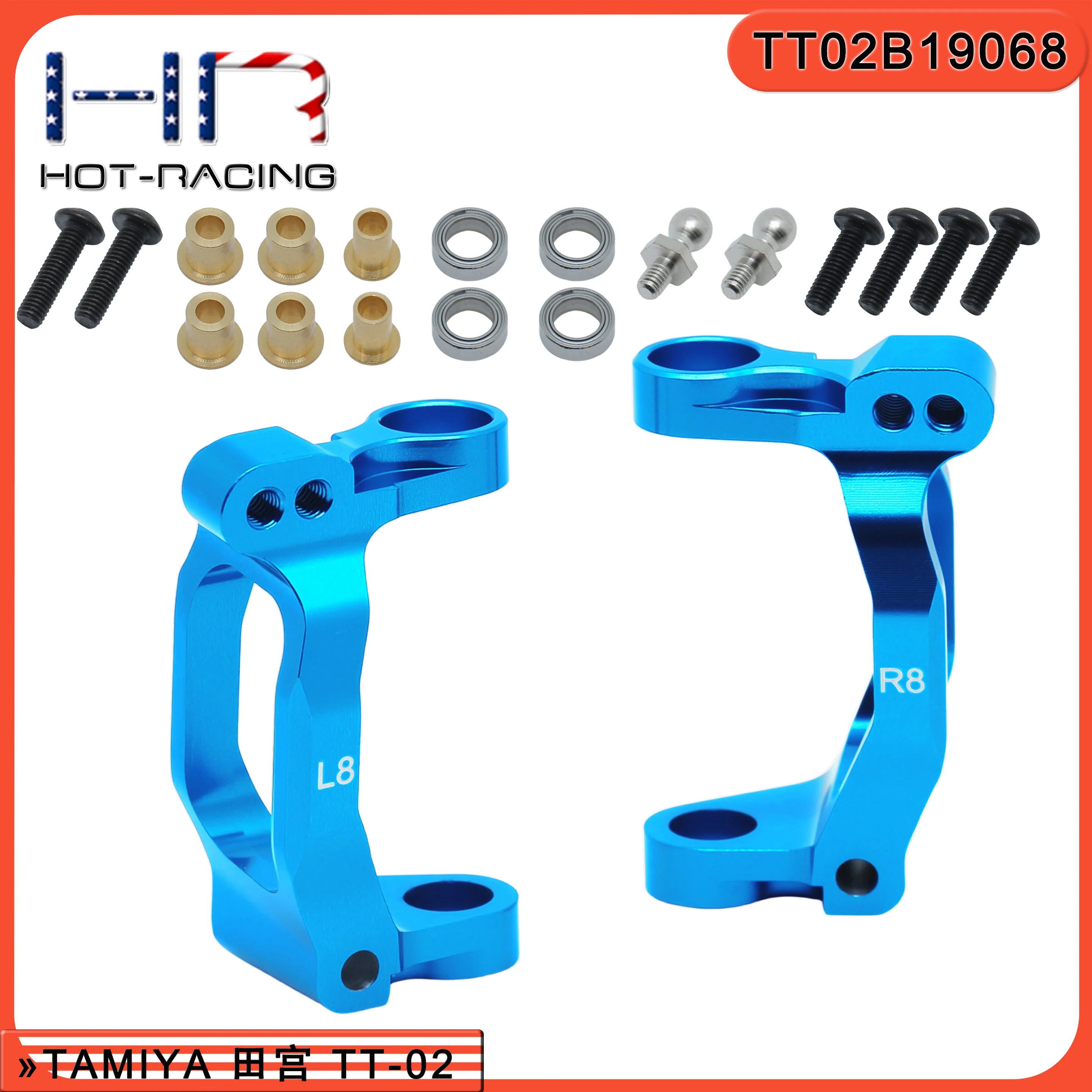 Hot Racing TT02B19068 Alum C Hub 8° Caster for Tamiya TT-02B