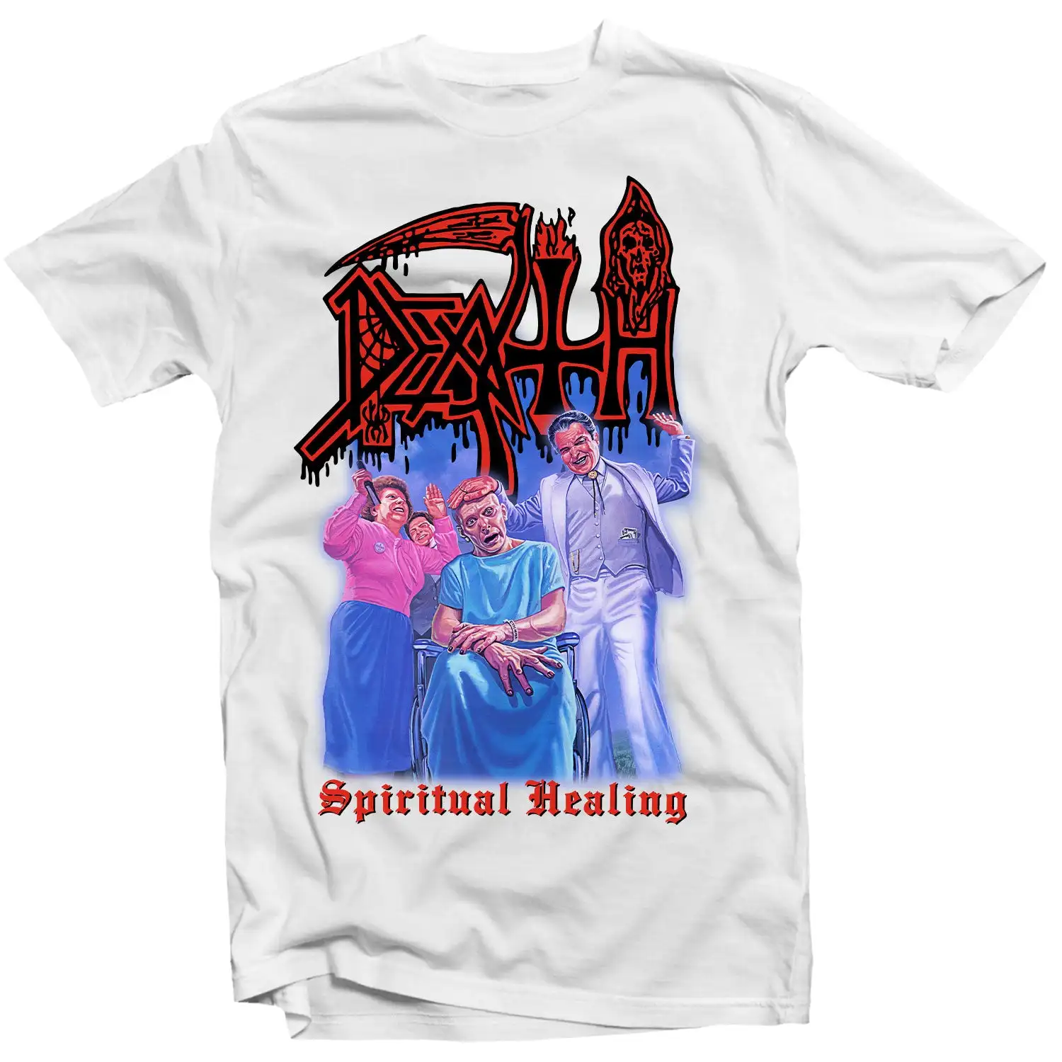 Death Spiritual Healing Heavy Metal Rock Band Style Summer Casual T-Shirt Men's and Women's Luxury Brand Top