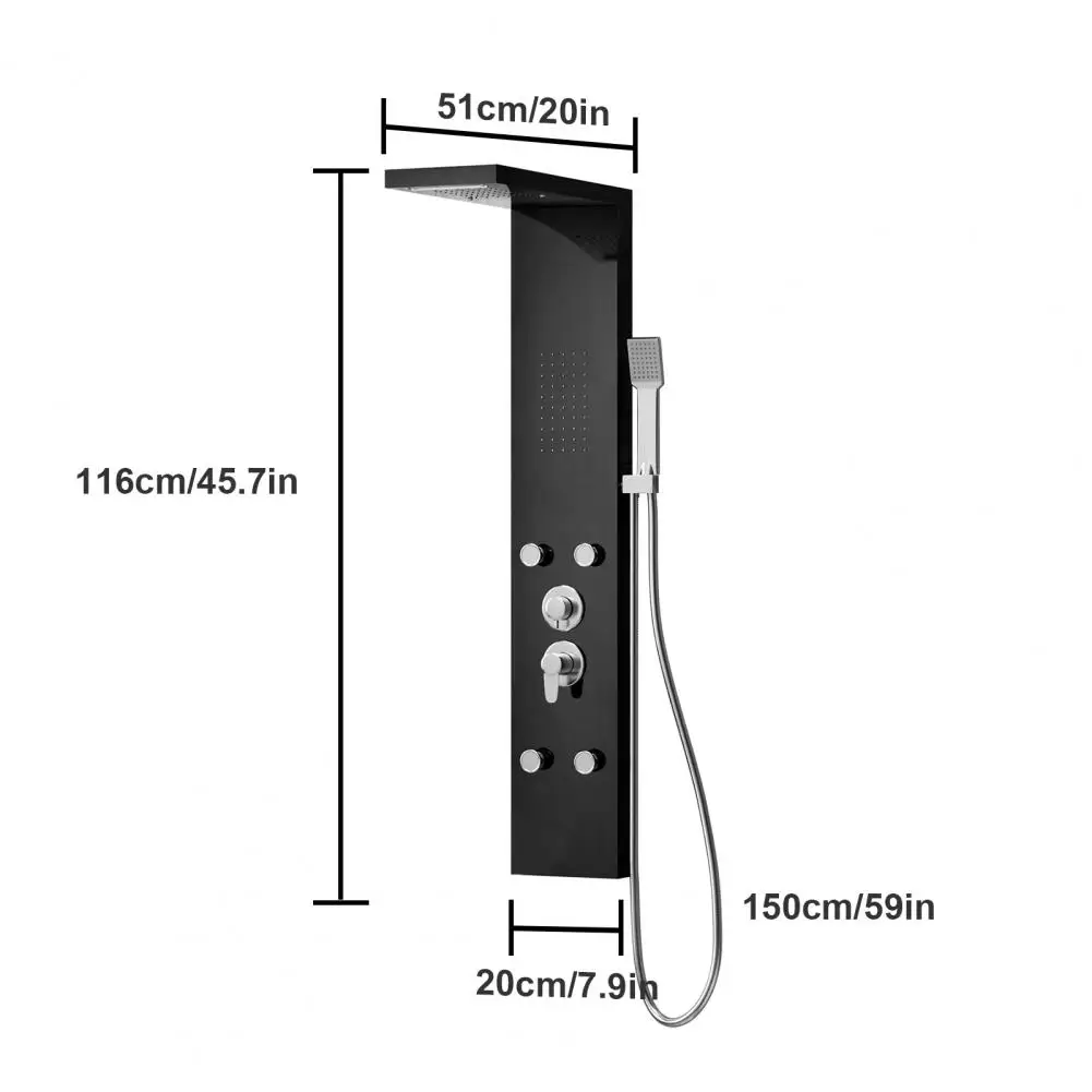 Shower Panels System With Adjustable Rainfall Shower Head, Bath Screen Shower Head Set, Gentle And Rain-like Spray Handheld