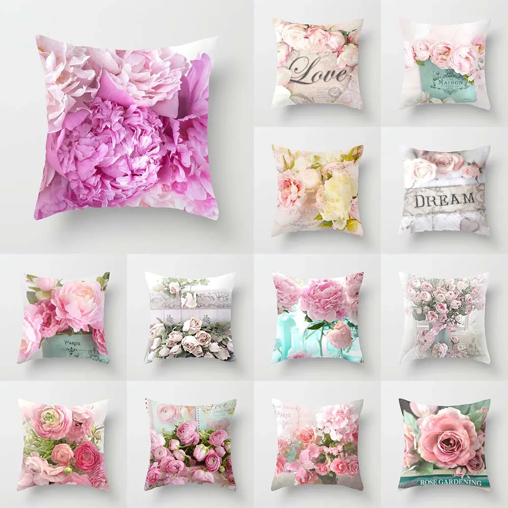 

Beautiful Rose Floral Print Pattern Cushion Cover Home Living Room Sofa Decorative Pillow Pillowcase 45*45cm