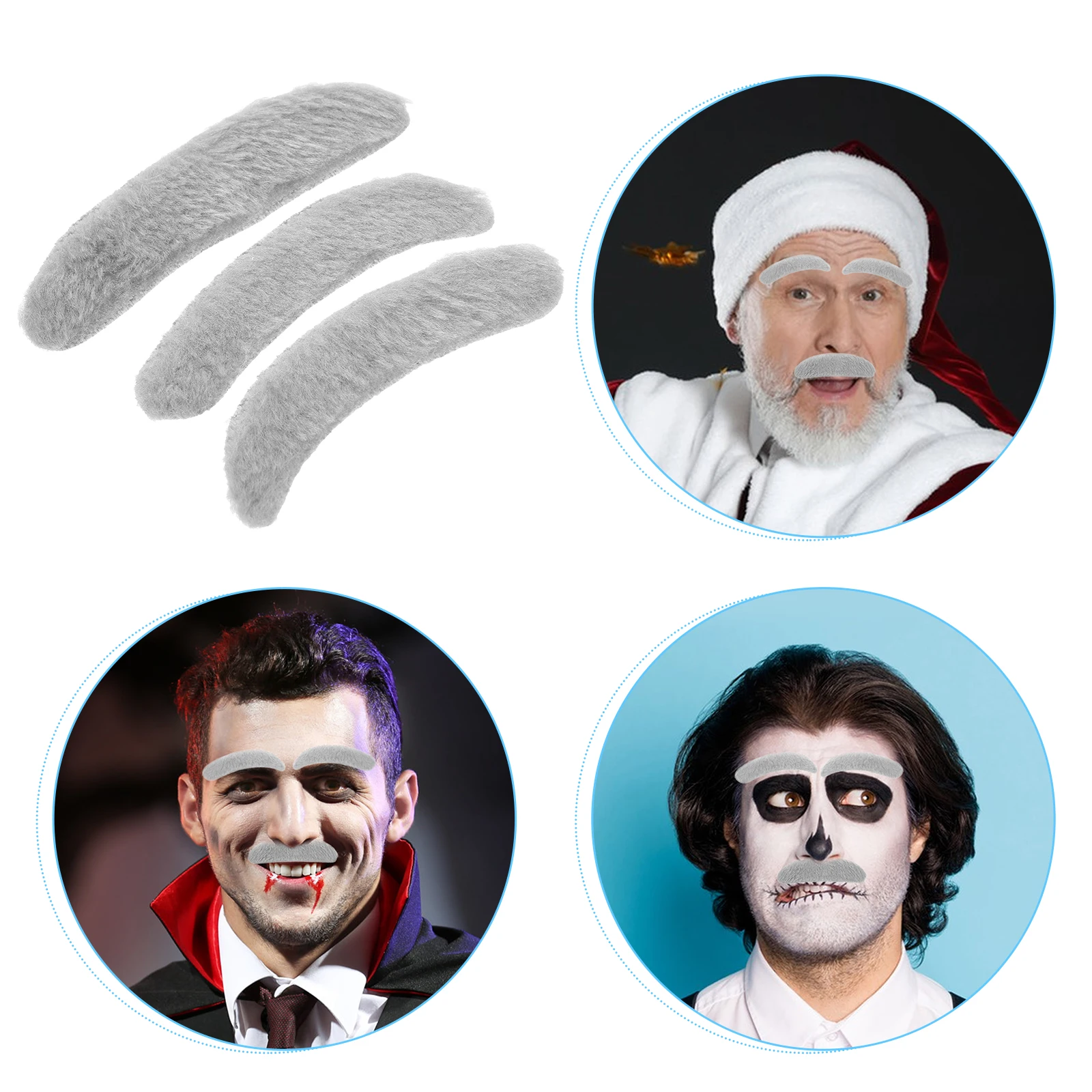 

1 set Eyebrow Set Fake Beard Costume Realistic Facial Hair for Cosplay Halloween Party Old Man Goatee High Temperature