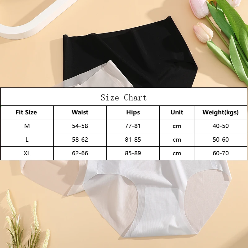 6Pcs/Set Seamless Ice Silk Panties For Women Intimate Comfort Briefs Transparent Mid-waist M-XL Multiple Color Options Lingerie